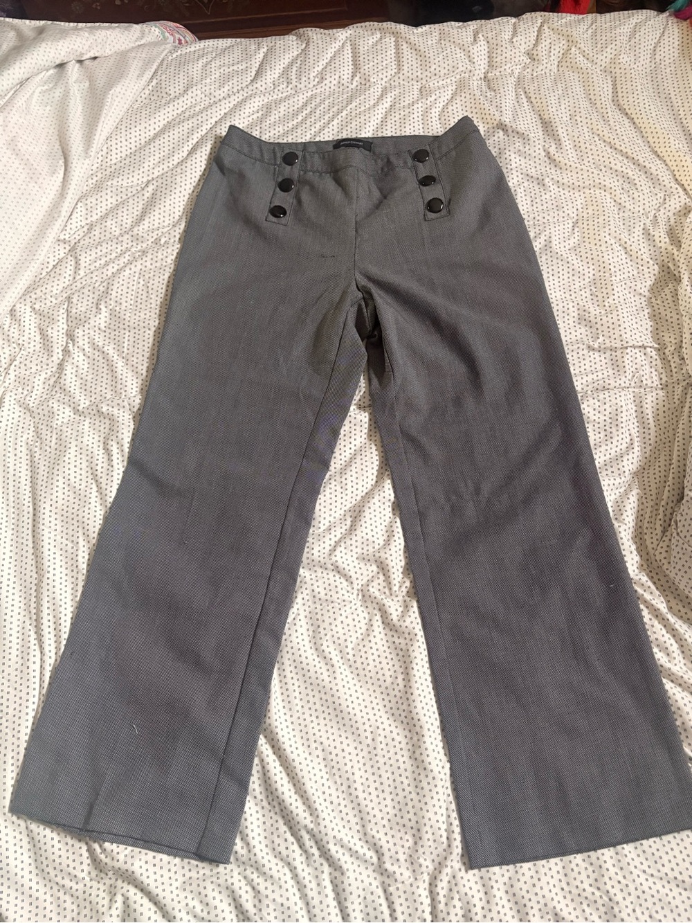 Women’s Gray Dress Pants with Button Waist